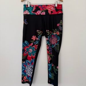 Anthropologie Black Floral Leggings